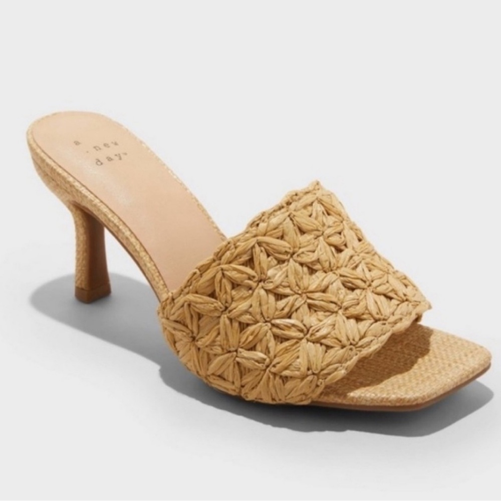 SIZES ADDED A New Day Ayla Raffia Slide Heels With Memory Foam - Picture 2 of 6